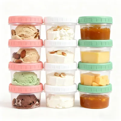 12 Vorratsdosen 120 ml, BPA-frei, mikrowellengeeignet, mehrfarbig