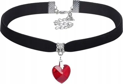 Image de CHOKER CLASSIC HANDSHIFT WITH CYNAMIC CRYSTAL HEART PENDANTS Gothic RED