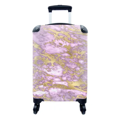 Produktbild von MuchoWow® Koffer Handgepäck Trolley Rollkoffer Kleine Reisekoffer mit 4 Rollen - Marmor - Glitzer - Gold - Luxus - Cabin Size < 55x40x23 cm & 55x40x20 cm - Fotokoffer - Kabinenkoffer - Boardgepäck - Reise-Box - Reisekoffer - Reisegepäck - Koffer mit Bild - Trolley für Kinder