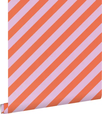 Produktbild von ESTAhome Tapete Streifen Violett und Orange 53 cm x 10.05 m