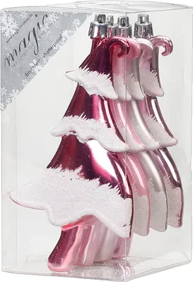 Produktbild von Christbaumschmuck Tannenbäume 14cm Kunststoff 4er Set - Rosa Mix