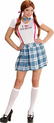Produktbild von Kostüm College Mädchen blau/weiß Set Gr.M, Mädchenoutfit, blau/ weiß