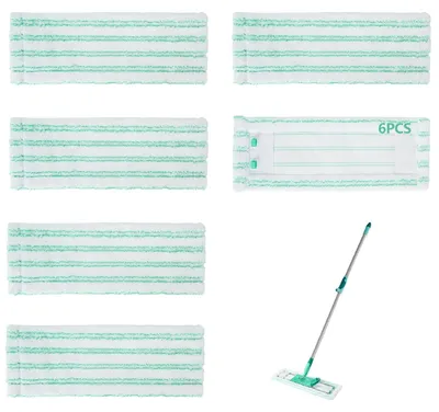 Imagen del producto de Fundas para mopas de microfibra, 6 unidades, lavables, aptas para todo tipo de suelos, repuestos para mopas