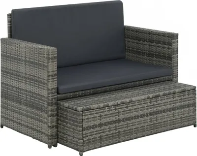 Produktbild von vidaXL 2dílná zahradní lehátková souprava s polštáři Poly Rattan Grey
