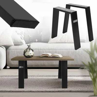 Obrázok produktu pre ML-Design sada 2 lyžíc na stôl / lavicu Loft, 44x42 cm, čierna, profil 8x2 cm, oceľ, priemyselný dizajn, tvar U, kovový rám stola scandic