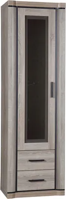 Produktbild von Bettso -Vitrine, Höhe Kommode mit Glas, skandinavischer Stil für Wohnzimmer für Schlafzimmer-DALLAS D-16 TRÜFFEL EICHE