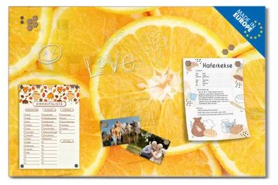 Produktbild von banjado Magnettafel aus Glas, beschreibbar, 75x50cm groß, ESG Sicherheitsglas mit Motiv Orangenscheiben [MTGQ2 10468]