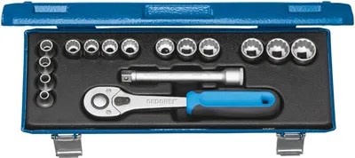 Produktbild von GEDORE D 30 JMU-10 Steckschlüssel-Satz 3/8" 16-teilig UD 6-19 mm, 2682893
