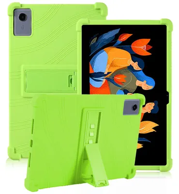Image de Étui de protection pour tablette Lenovo Idea Tab Plus/Tab K12/Xiaoxin Pad 12,1 2025, en silicone souple résistant aux chocs, avec support intégré. Couleur : vert