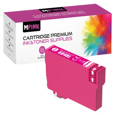 A magenta ink cartridge and its packaging are shown against a white background.