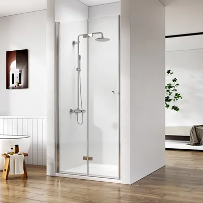 Zdjęcie produktu dla Heilmetz kabina prysznicowa 80x185cm parawan prysznicowy drzwi składane wnęka prysznicowa drzwi składane 180° drzwi wahadłowe szkło przezroczyste 6mm bezpieczne szkło hartowane