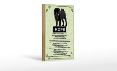 Produktbild von Holzschild Spruch 12x18 cm Tiere Mops Hausordnung Hunde Dekoration