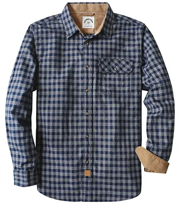 Productafbeelding van Flanellen Lange Mouw Overhemd voor Mannen Casual Regular Fit Marineblauw-Grijs
