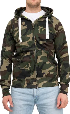 Produktbild von Mivaro Herren Sweatjacke Camouflage mit Kapuze Regular Fit Reißverschluss 70% Baumwolle 30% Polyester weich gefüttert pflegeleicht bequem ideal für Freizeit Outdoor und Arbeit