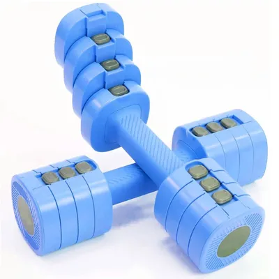 Produktbild von Set verstellbare Hanteln, 2 Gewichte von 1 bis 2,5 kg, Dumbbell 4 in 1, Fitnessgerät, Fitnessstudio, Zuhause, Training (Hellblau)