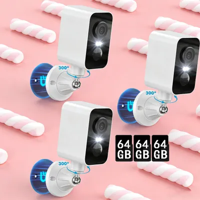 Produktbild von 2K/3MP Überwachungskamera Aussen, WLAN 300° Kamera IP65, Zwei-Wege-Audio 3er-Pack 64GB