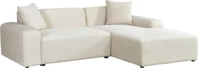 Zdjęcie produktu dla Home Deluxe Narożnik AMELIO Cord - beżowy prawy - 240 x 178 cm I Nowoczesna sofa do salonu z otomaną