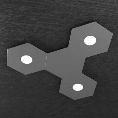 Zdjęcie produktu dla Nowoczesna Lampa Sufitowa 4 Moduły Sześciokąt Metal Antracyt Szary 3 Światła Led 12X3W