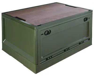 Produktbild von Storage Box, 45 L, Camping, Klappbox, Klappkiste, Aufbewahrungsbox mit Deckel, faltbar, Aufbewahrung, Kiste, 50 x 35 x 29 cm, Grün, trucky