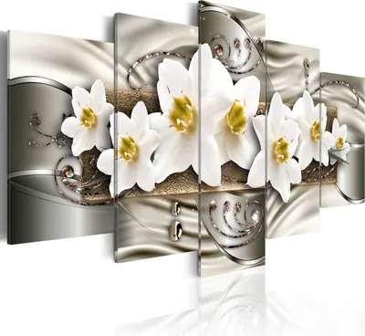 Produktbild von Modernes Wandbild b-A-0189-b-n (100x50) - 5 Teilig Bilder Fotografie auf Vlies Leinwand Foto Bild Dekoration Wand Bilder Kunstdruck ABSTRAKT BLUMEN ORNAMENT