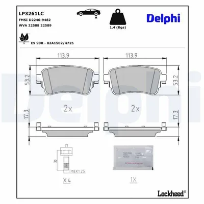 Image de Jeu de plaquettes de frein DELPHI (arrière) pour fourgon OPEL Vivaro C (K0) LP3261LC