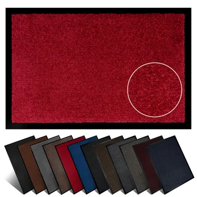 Produktbild von Furni24 Schmutzfangmatte Fußmatte 40 x 60 cm Rot – Rutschfeste & Waschbare Türmatte für Innen & Außen