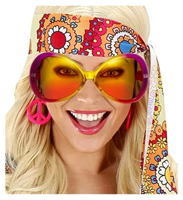 Produktbild von Sonnenbrille im Seventies-Stil für Damen in Pink/Gelb