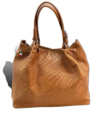 Produktbild von Florence Damen Handtasche Echtleder braun Flechtmuster D2OTF163C