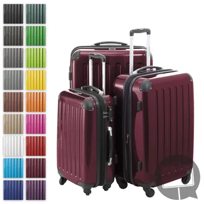 Image de HAUPTSTADTKOFFER - Alex - Set de valises 3 tailles valises à coque dure Trolleys extensible, 4 roulettes, coque dure brillante Set de valises de voyage, expandable travel luggage,Bourgogne