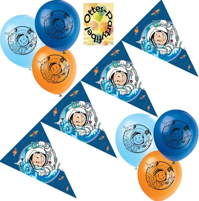 Produktbild von Astronaut-Flo-Party-Deko-Set Wimpelkette + Luftballons