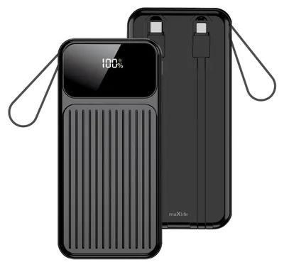 Zdjęcie produktu dla Powerbank Maxlife MXPB-06 10000 mAh PD/QC 22,5W z wbudowanymi kablami