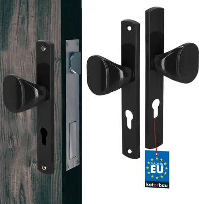Immagine prodotto di KOTARBAU® Maniglia per porta Piastra in alluminio lunga 72 mm Maniglia per porta Serratura per porta Maniglia con rosetta Maniglie per porte interne Maniglie per porte interne Serratura per porta Set di maniglie per porte interne Ferramenta per porte Nero