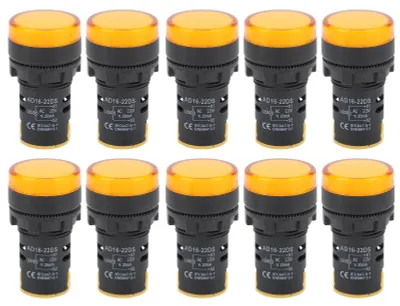 Productafbeelding van 10 stuks AD16-22DS gele LED-indicatorlamp met hoge helderheid voor signalering, geschikt voor AC220V