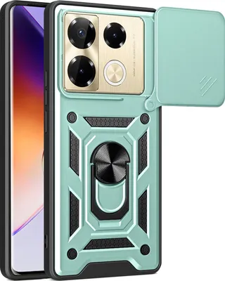 Produktbild von Hülle für Infinix Note 40 Pro 4G Magnetische Ring Ständer Halter Dia Kameraschutz TPU Bumper Silikon Schutzhülle Grün