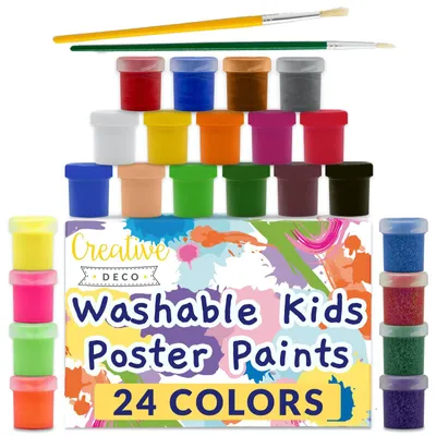 Productafbeelding van Creative Deco Wasbare Poster-Verf Set voor Kinderen, 24 potten x 20 ml