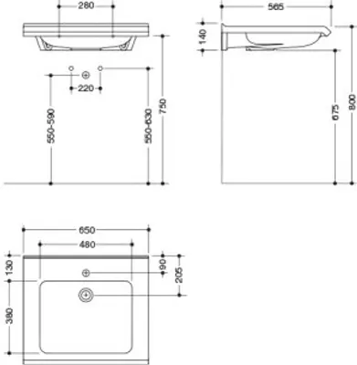 Produktbild von HEWI 950.13.101 Waschtisch S-Form,