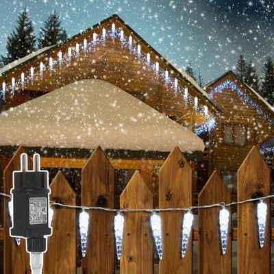 Produktbild von Faziango LED Eiszapfen Lichterkette 8 Lichtmodi 40 LED 5M Kaltweiß Weihnachten Deko