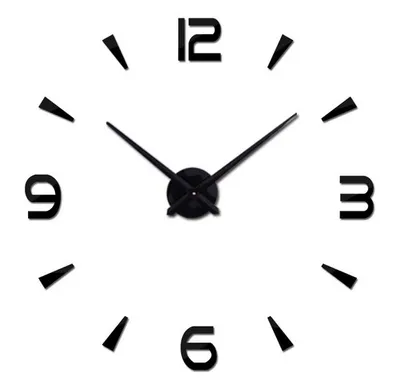Produktbild von Wanduhr Groß A175 Rießen Hochglanz 3D Wand Uhr in Schwarz mit spiegelnder Oberfläche Kleben Wandtattoo XL XXL Analog 80 - 120 cm