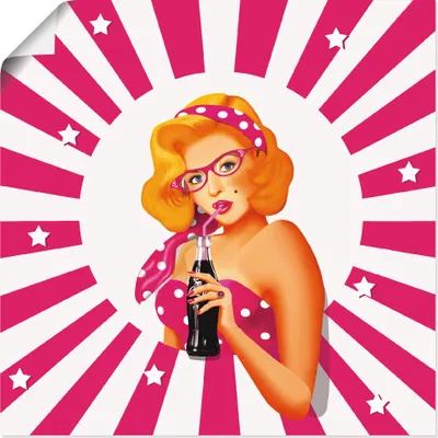 Produktbild von ARTland Poster Rockabilly Pin-up-Girl auf Streifen Größe: 70x70 cm