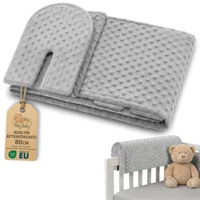 Obrázok produktu pre Poťah na chránič hrany postieľky, iba poťah, snímateľný dĺžka 80 cm Svetlosivá