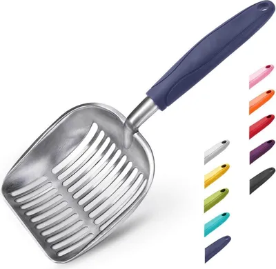 Image de WePet Litière pour chat Scoop Tamis en alliage d'aluminium Poignée Tamis à crottes Chaton Pooper Élévateur bleu
