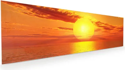 Produktbild von Glasbild 120x40cm in XXL für Wohnzimmer, Schlafzimmer Motiv Sonnenuntergang Meer