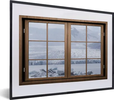 Produktbild von MuchoWow® MuchoWow® Gerahmtes Poster Durchblick - Nebel - Schnee 40x30 cm - Poster mit zchwarzem Bilderrahmen - Bilderrahmen - Poster im Rahmen