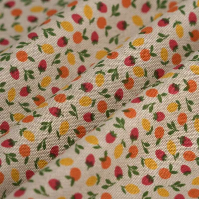 Productafbeelding van Linnenlook stof "Fraises", 138 cm breed -  decoratiestof