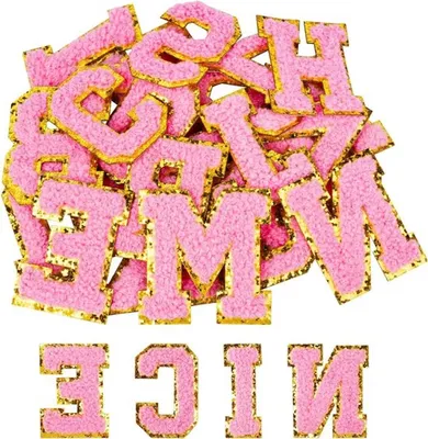 26 Stück A-Z Gestickte Applikations-Patches, Selbstklebende Chenille-Buchstaben für Kleidung, Jeans, Taschen und DIY-Zubehör