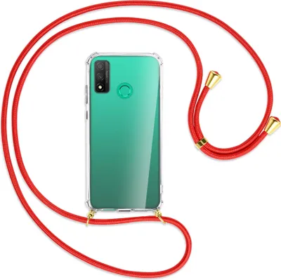 Produktbild von Handykette Backcover-Schutzhülle mit Band (Metall goldfarben) für Huawei P Smart 2020 - rot