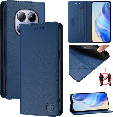 Immagine prodotto di Custodia in pelle per Xiaomi Redmi Note 15 Pro 5G, custodia a libro con scomparti per carte, portafoglio e supporto Blu