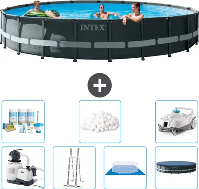 Imagen del producto de Piscina redonda Ultra XTR de Intex con estructura – 610 x 122 cm – incluye bomba, escalera, liner, cubierta y kit de mantenimiento con filtros y aspirador