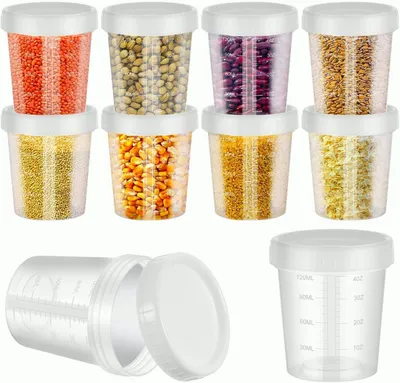 Zdjęcie produktu dla Pojemniki do przechowywania żywności - 10 sztuk - Pojemniki do przechowywania żywności - 120 ml - Bez BPA - Małe, okrągłe - Hermetyczne - Wodoszczelne - Możliwość układania w stos - Pojemniki na sosy, dressingi do sałatek