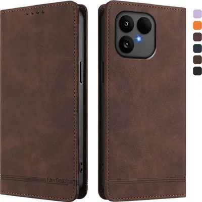 Immagine prodotto di Custodia per Fairphone 6, flip case in Finto cuoio retrò con supporto e slot per carte di credito Marrone